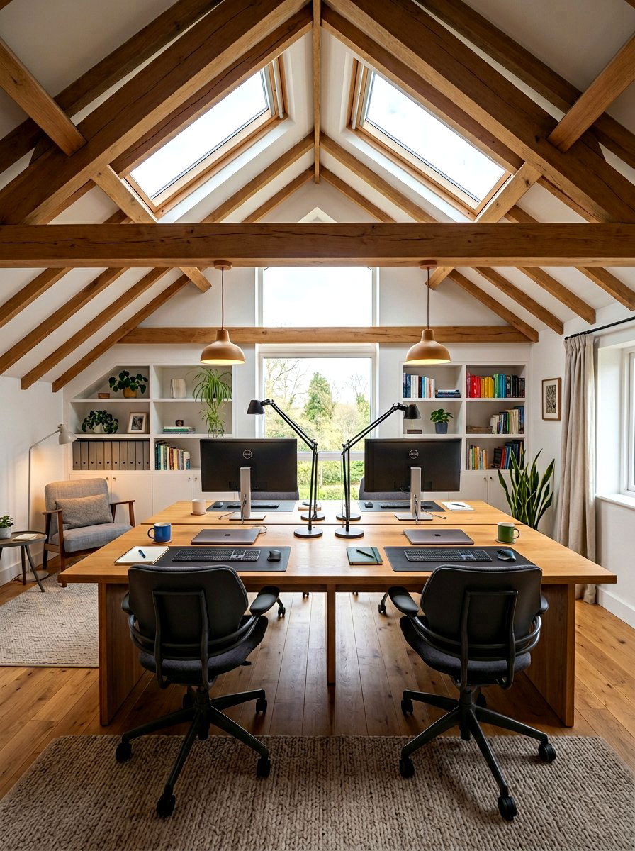Attic office for two - 30 attic office ideas