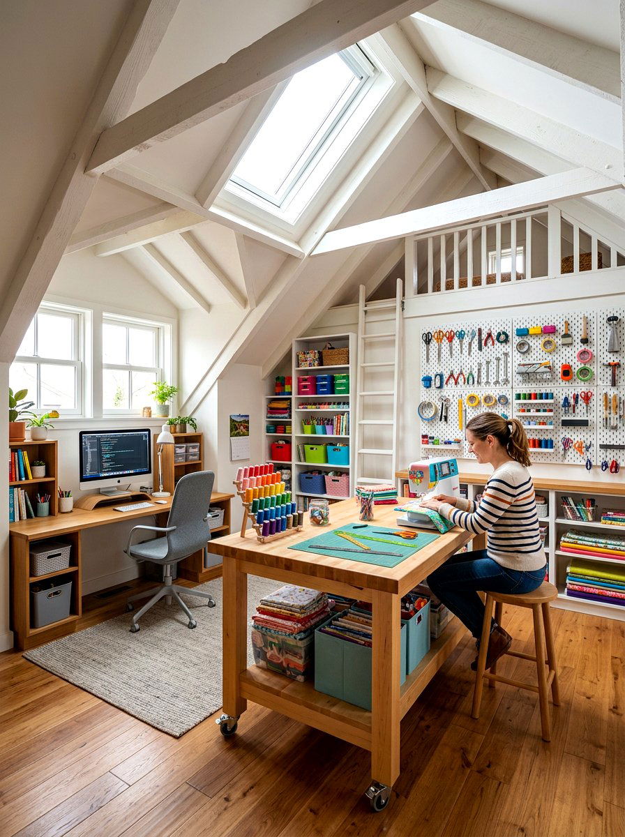 Attic office hobby room - 30 attic office ideas