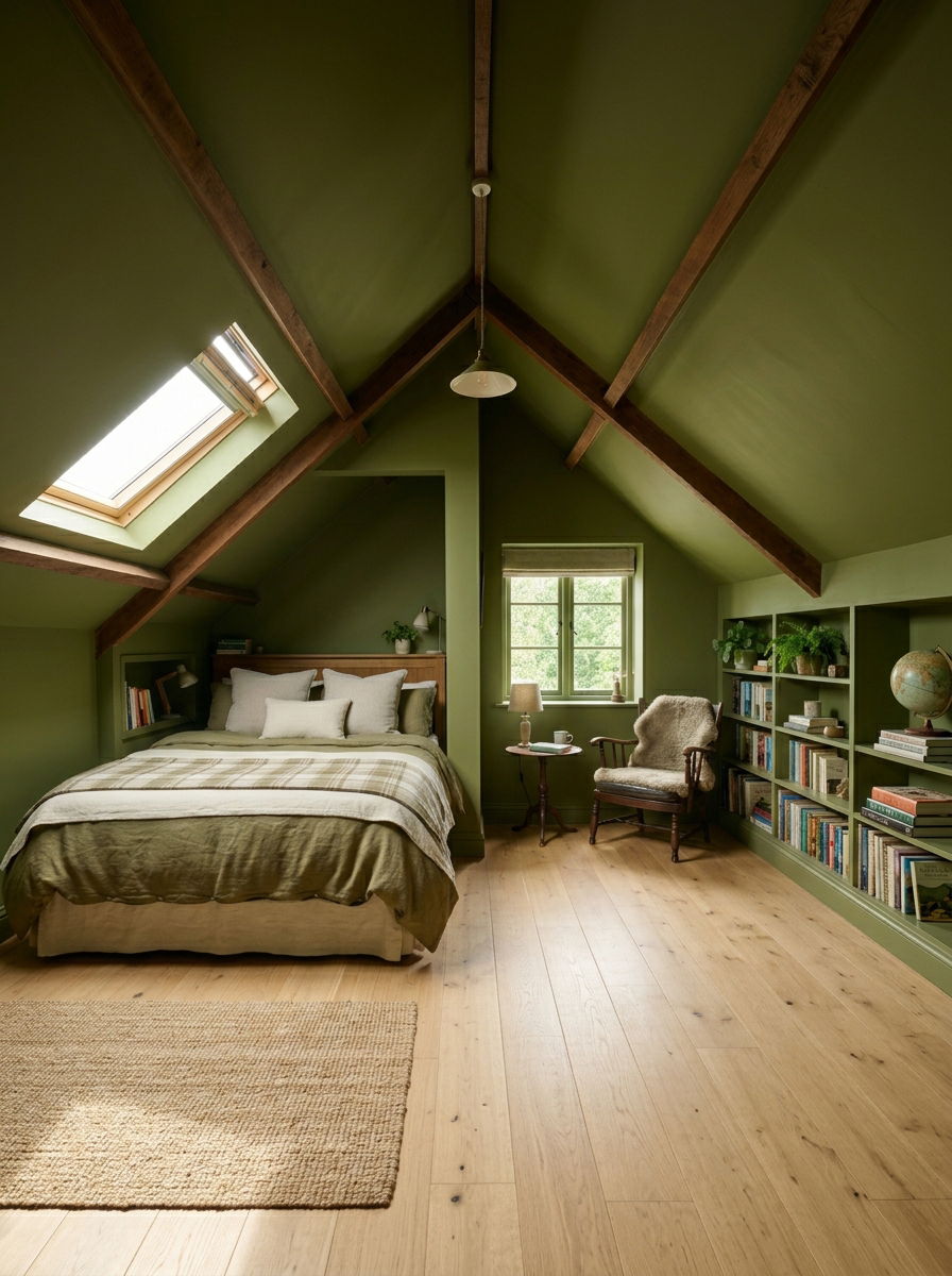 Attic olive green bedroom - 30 olive green bedroom ideas