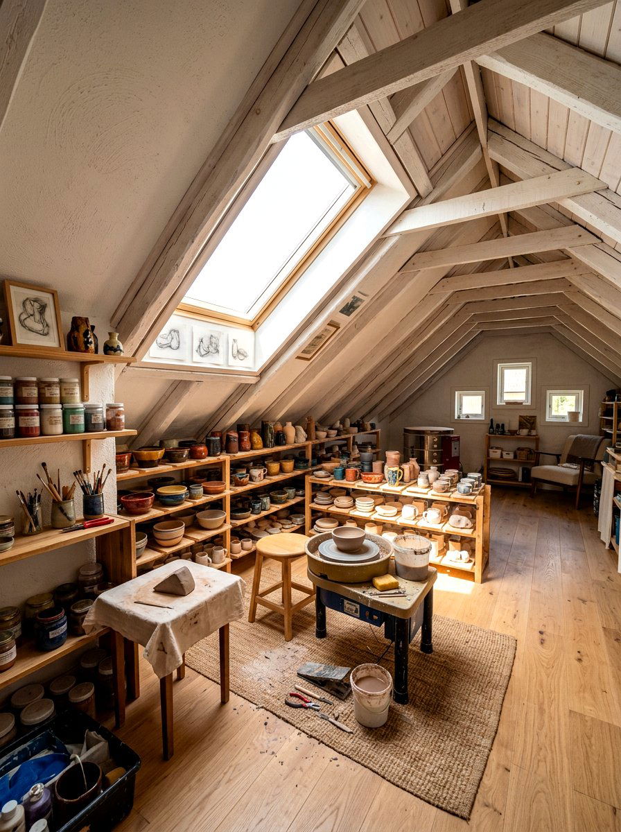 Attic pottery studio - 30 pottery room ideas