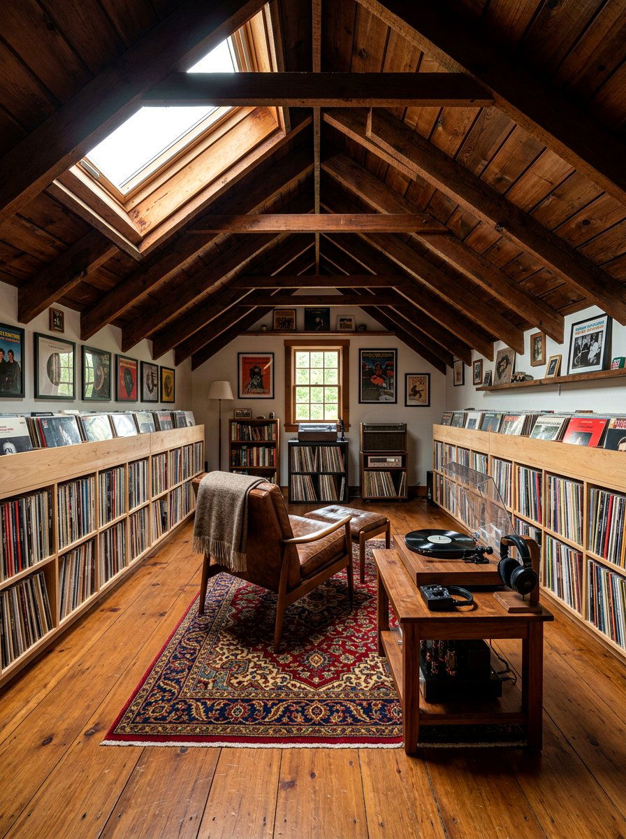 Attic record room - 30 record listening room ideas