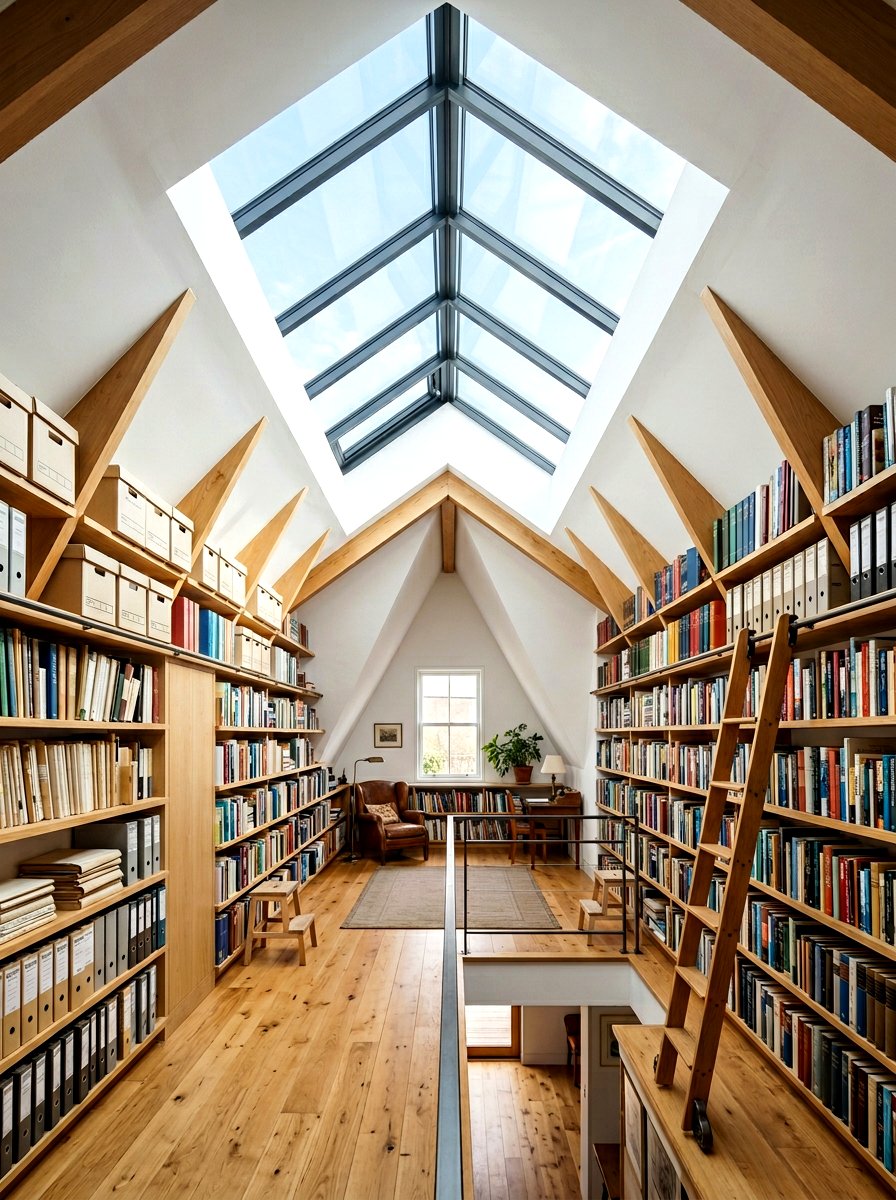 Attic skylight archive - 30 home archive room ideas