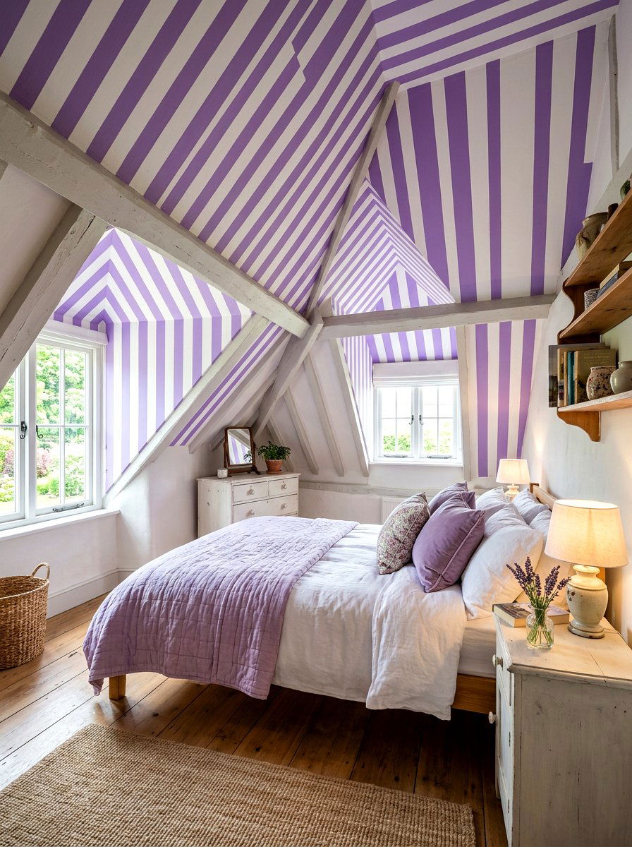 Attic striped ceiling - 30 striped ceiling ideas
