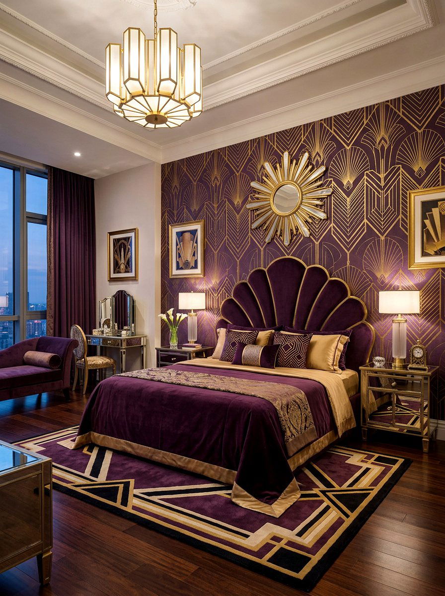 Aubergine Art Deco Bedroom - 30 aubergine bedroom ideas