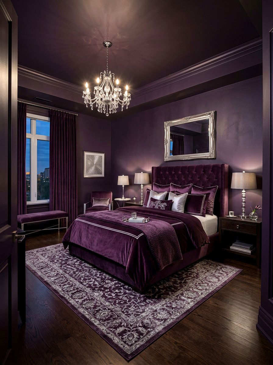 Aubergine Bedroom - 30 color drenched bedroom ideas