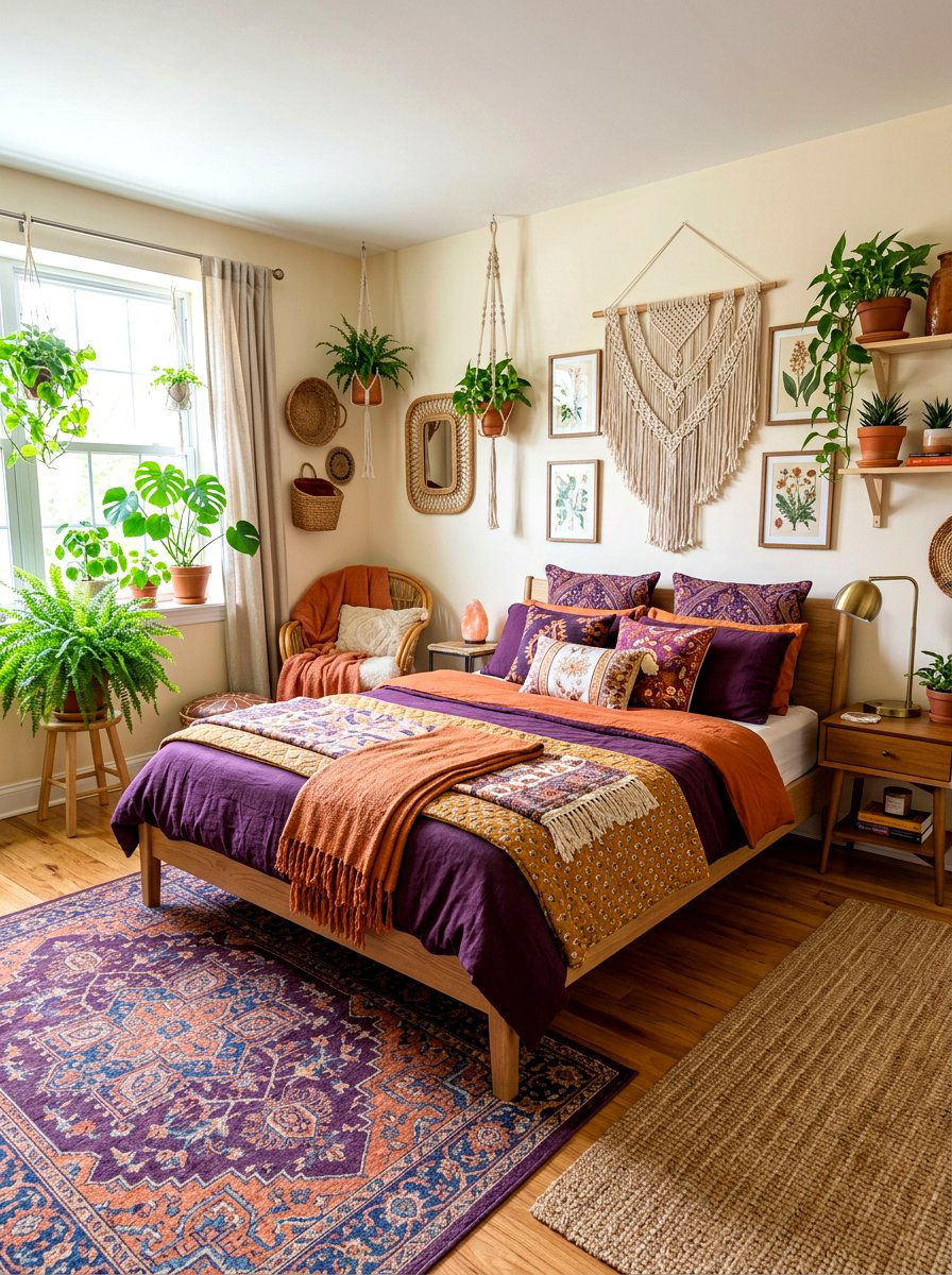 Aubergine Bohemian Bedroom - 30 aubergine bedroom ideas