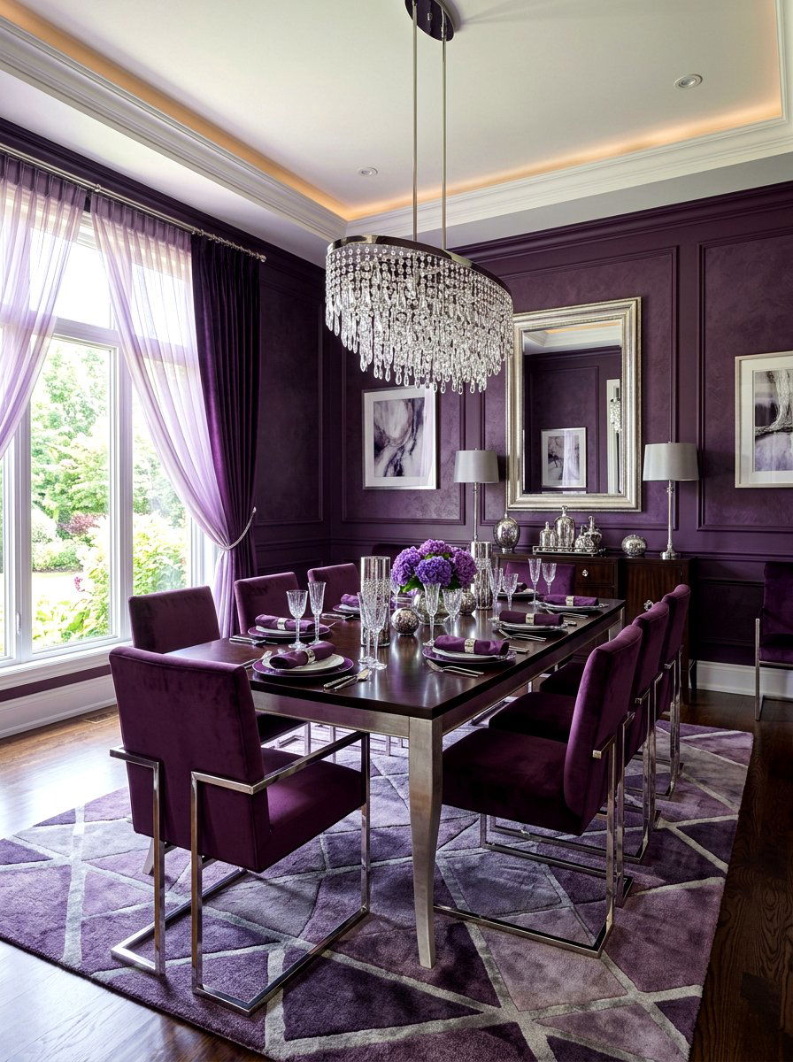 Aubergine Dining Room - 30 saturated dining room ideas