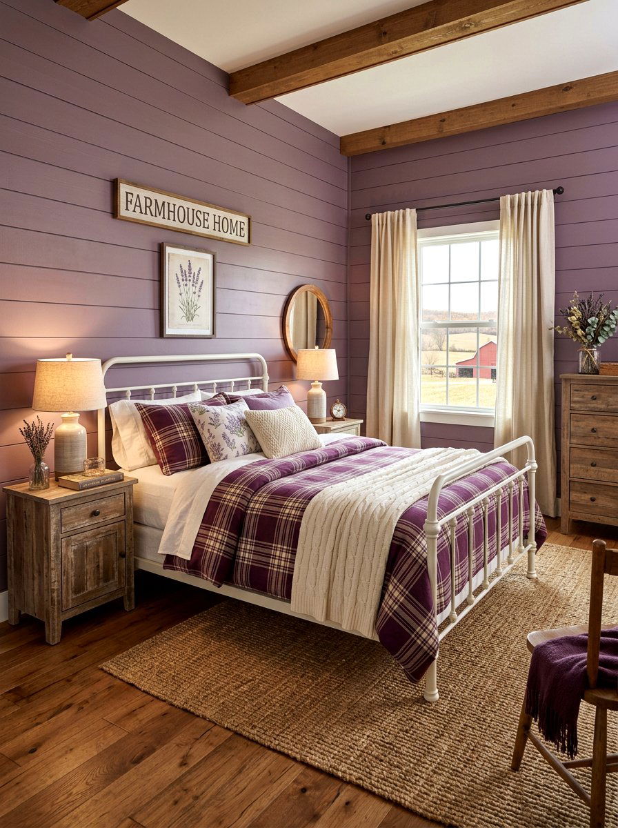 Aubergine Farmhouse Bedroom - 30 aubergine bedroom ideas