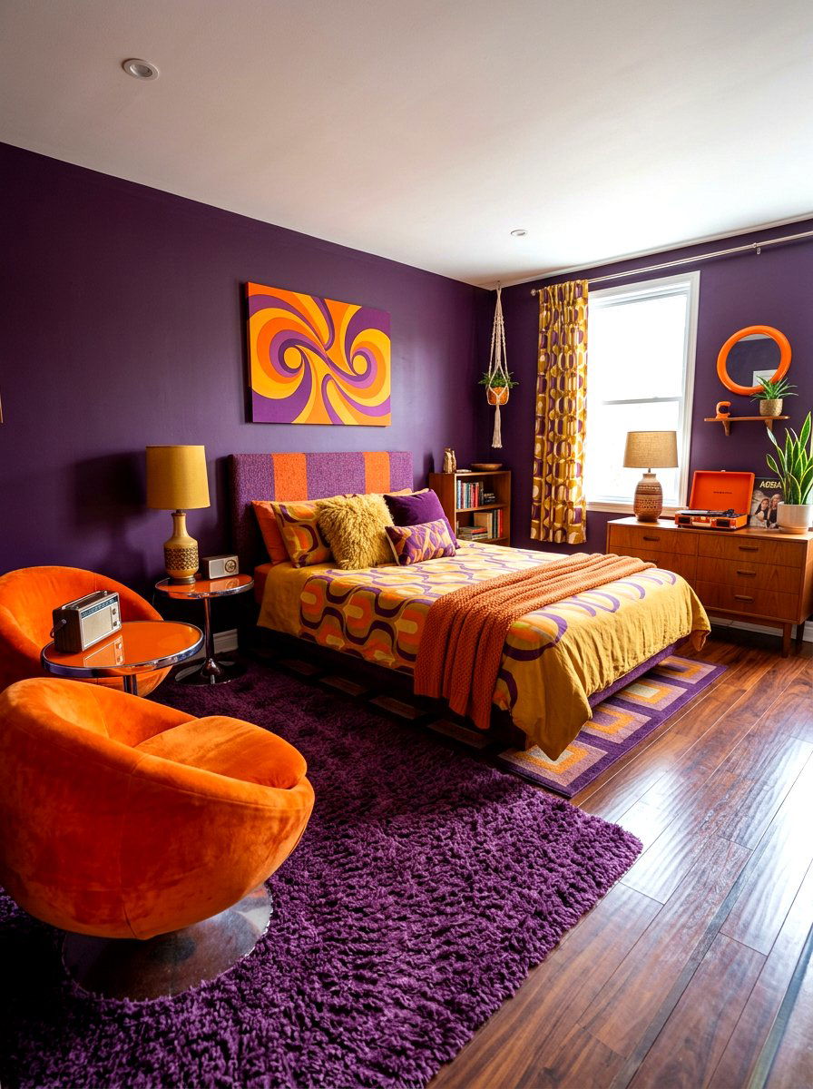 Aubergine Retro Bedroom - 30 aubergine bedroom ideas