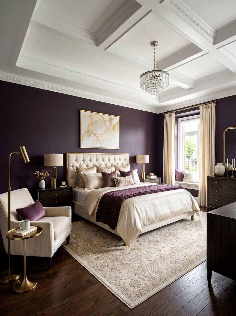 Aubergine Transitional Bedroom - 30 aubergine bedroom ideas