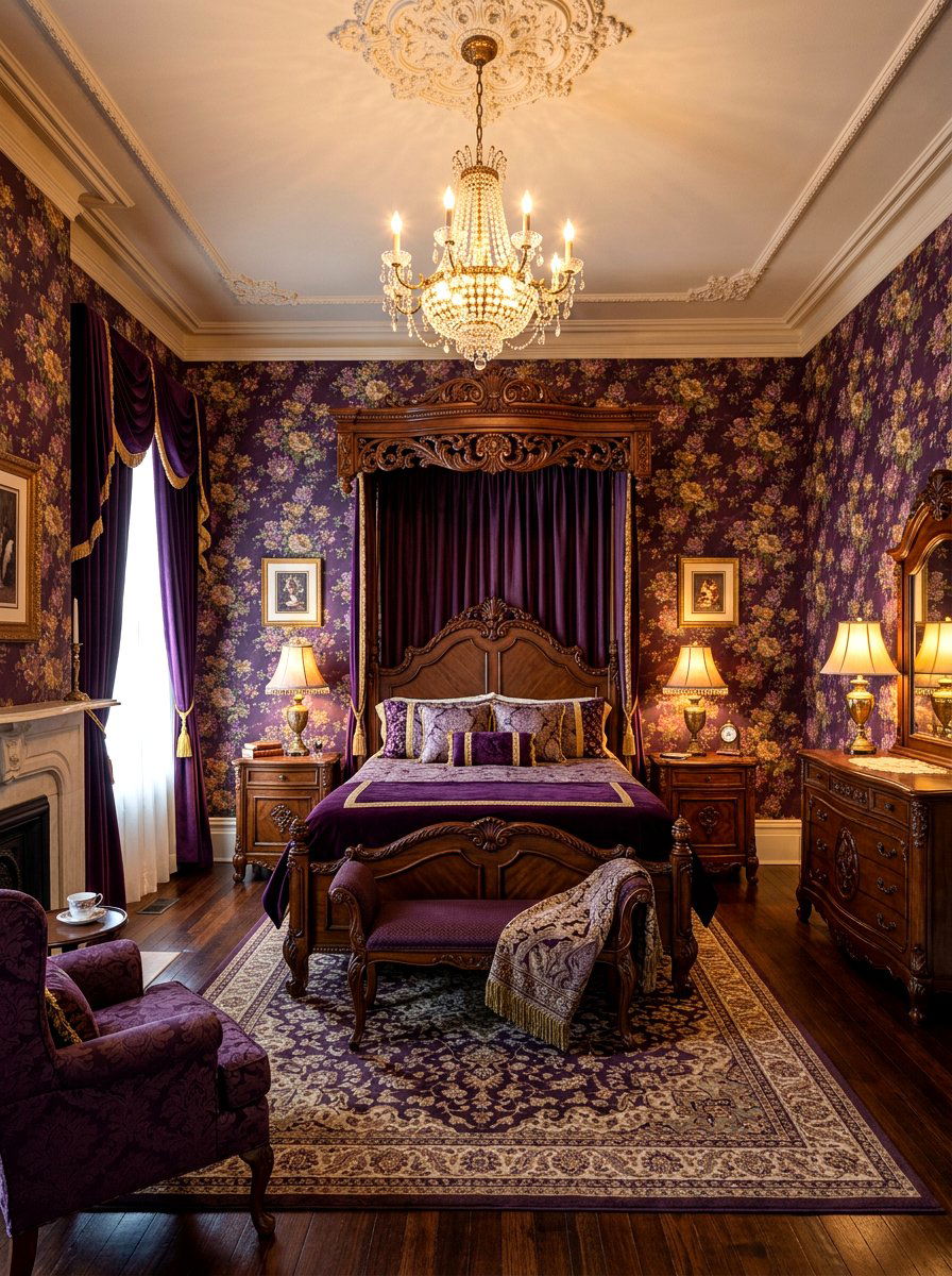 Aubergine Victorian Bedroom - 30 aubergine bedroom ideas