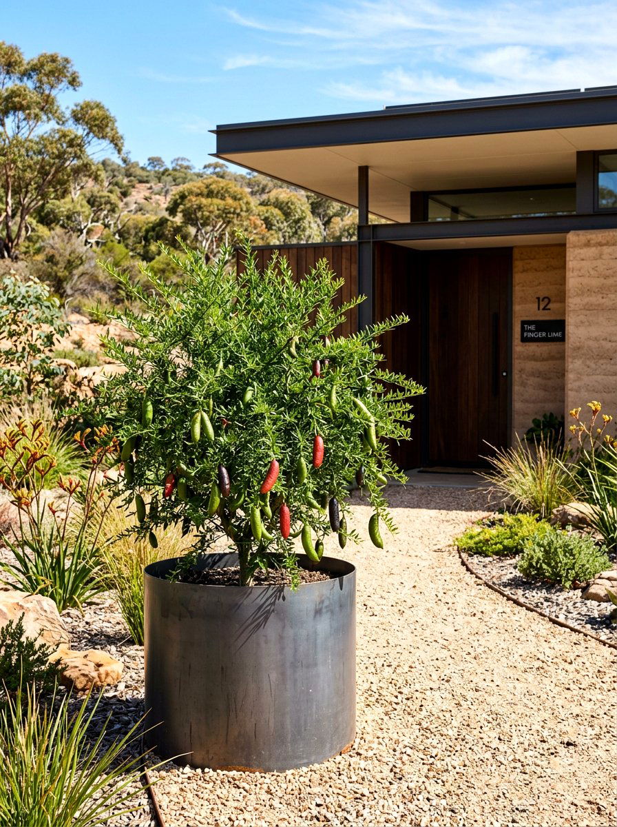 Australian Finger Lime Entry Decor - 30 potted citrus front entry ideas