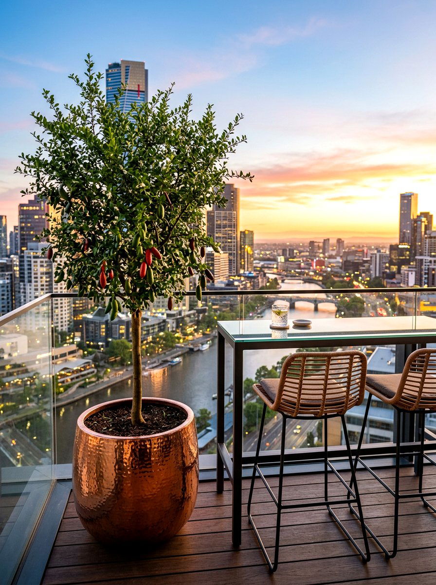 Australian Finger Lime Tree High End Balcony - 30 citrus patio tree ideas