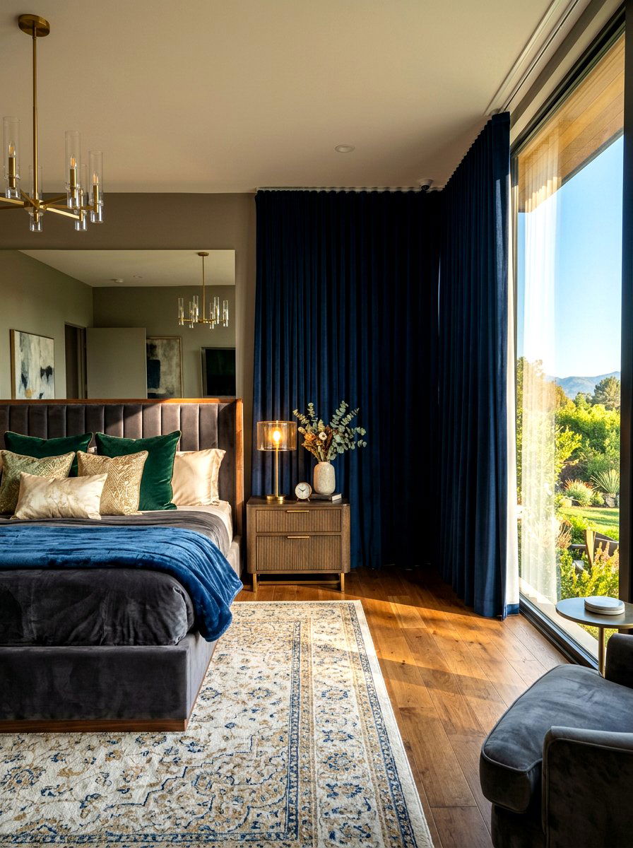 Automated Blackout Curtains - 30 circadian lighting bedroom ideas