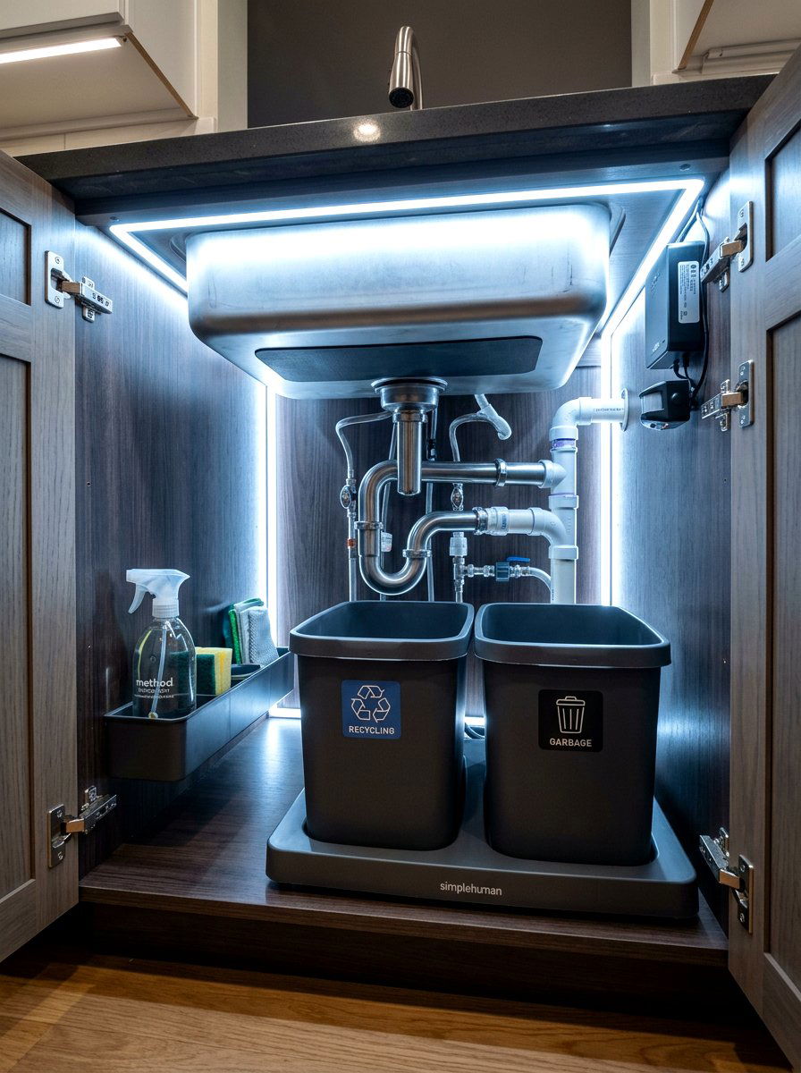 Automatic LED Lighting System - 30 under sink kitchen organization ideas