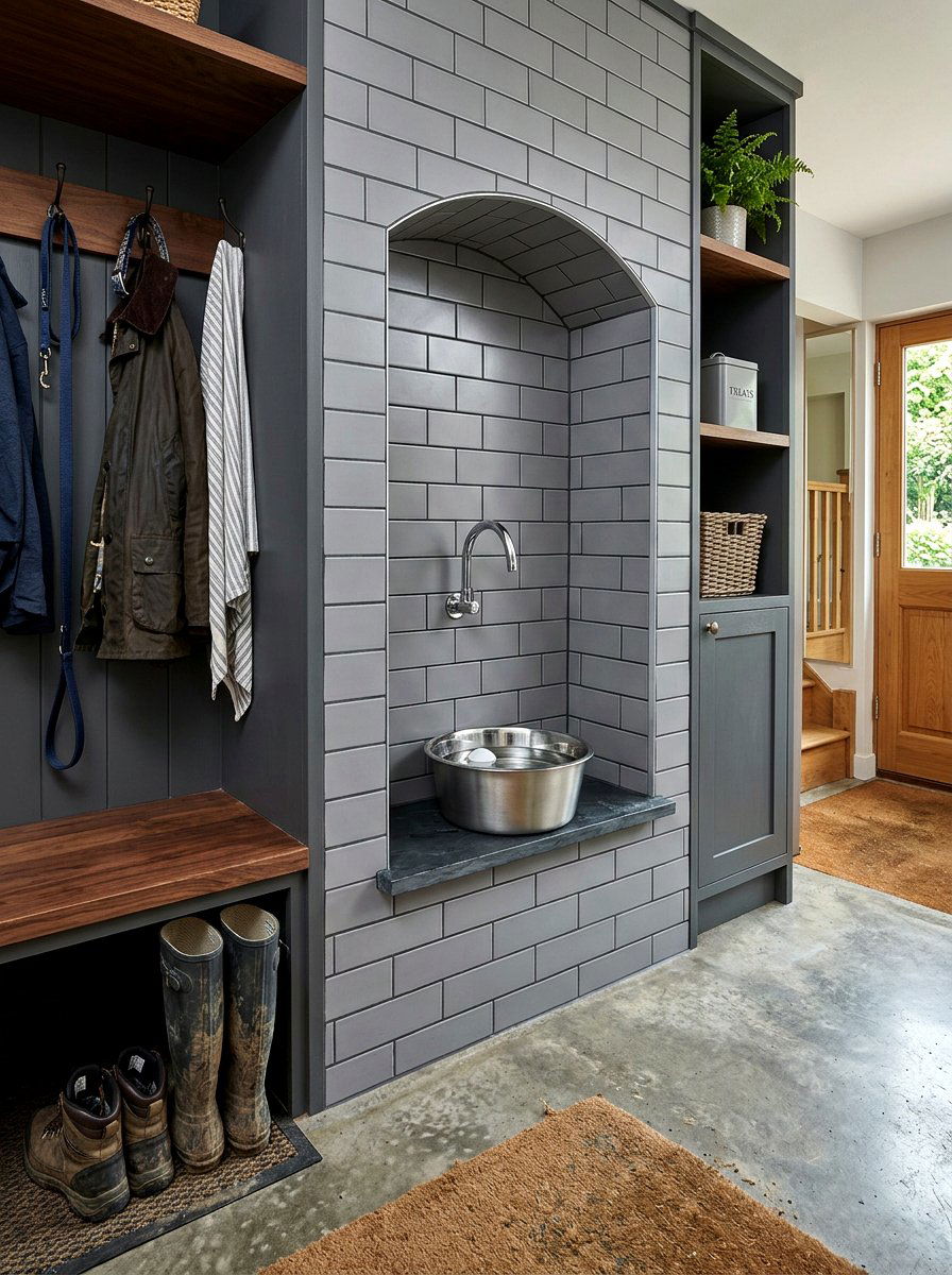 Automatic Water Bowl Mudroom - 30 pet friendly mudroom ideas