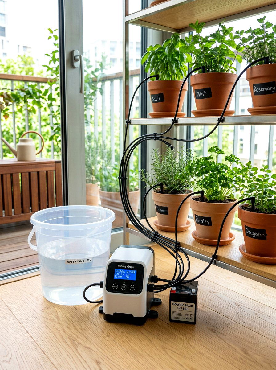 Automatic Watering Pump - 30 herb garden watering ideas