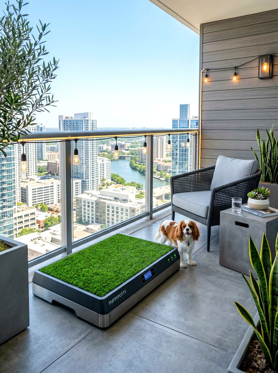 Automatic dog potty cleaner - 30 balcony pet potty area ideas