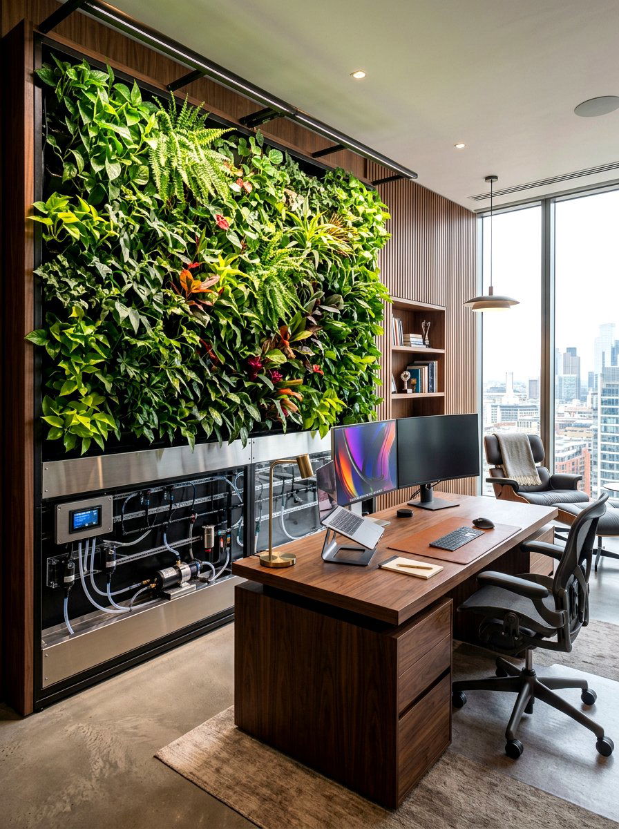 Automatic irrigation indoor green wall - 30 indoor plant wall ideas