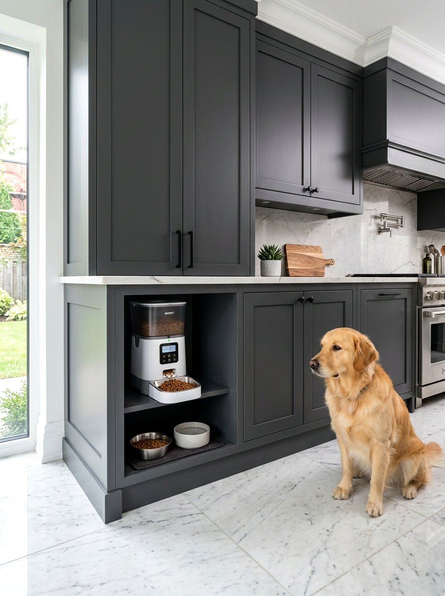 Automatic pet feeder kitchen cabinet - 30 pet station kitchen ideas