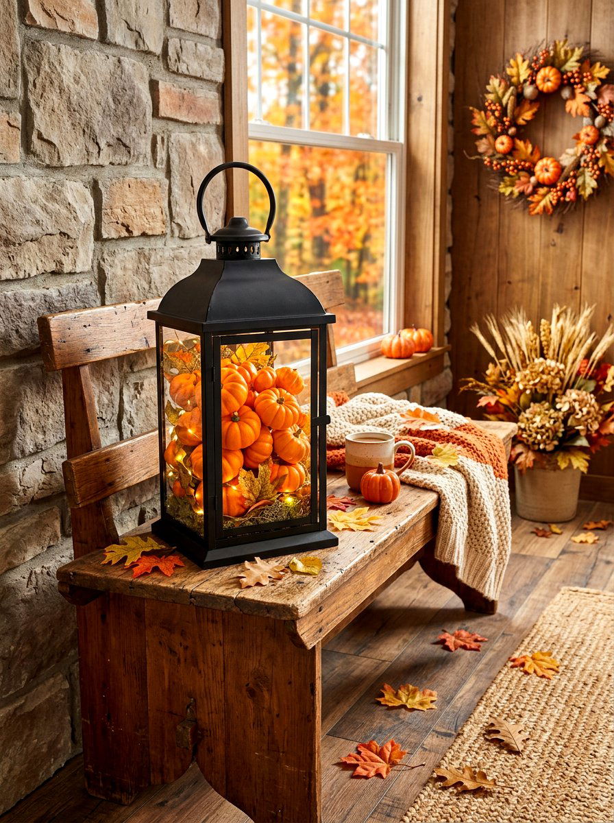 Autumn Pumpkin Lantern - 30 lantern decor ideas