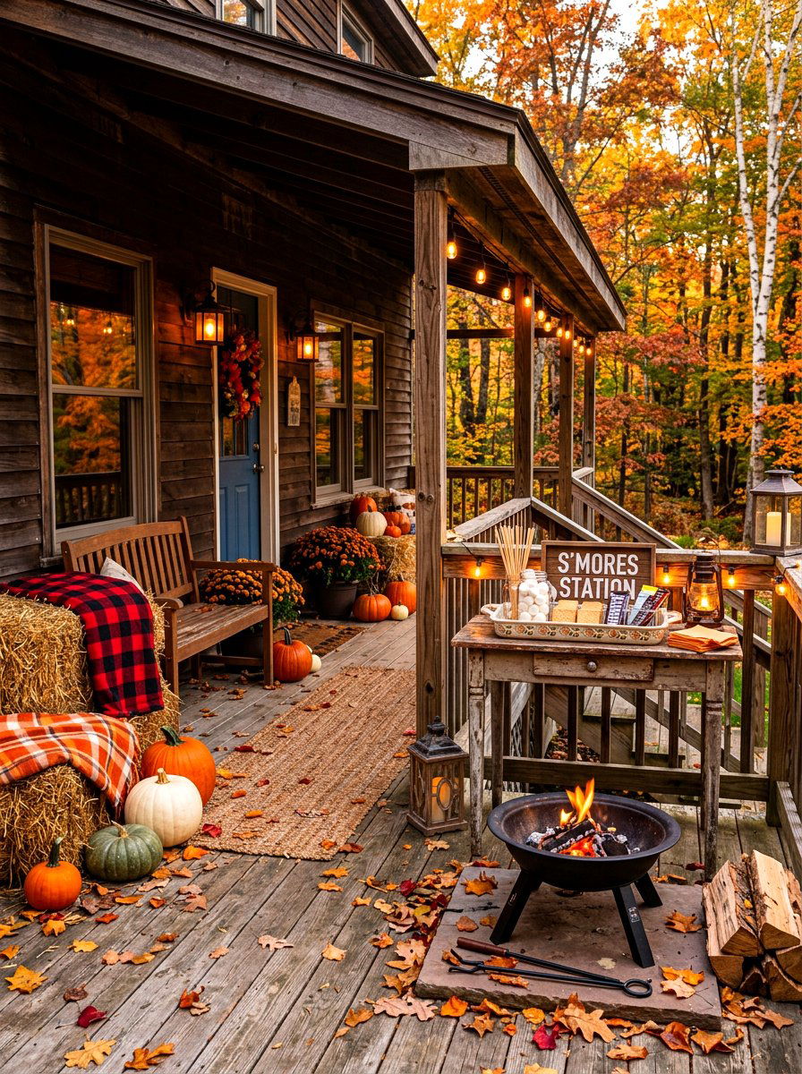 Autumn Smores Porch - 30 s'mores station ideas