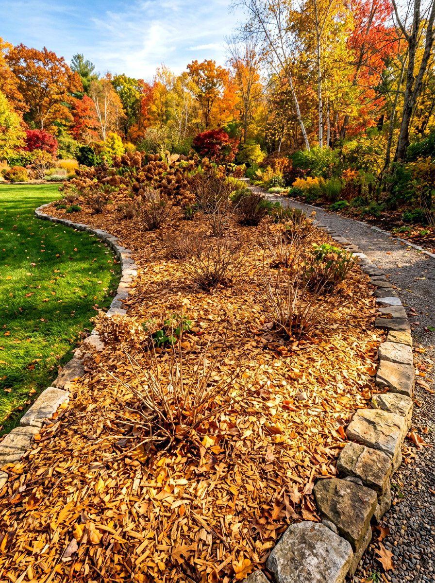 Autumn leaf mulch - 30 fall garden ideas