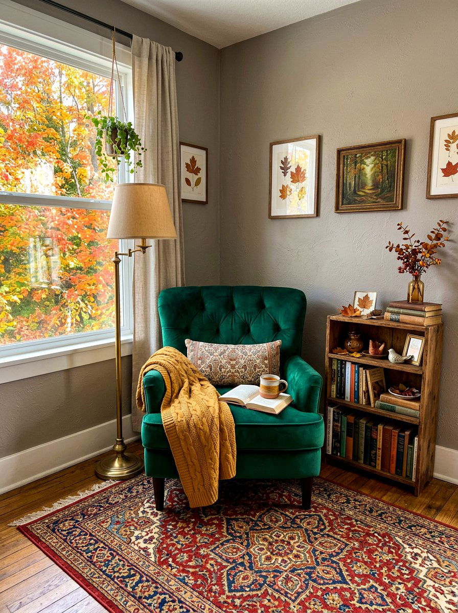 Autumn reading nook - 30 cozy fall home decor ideas