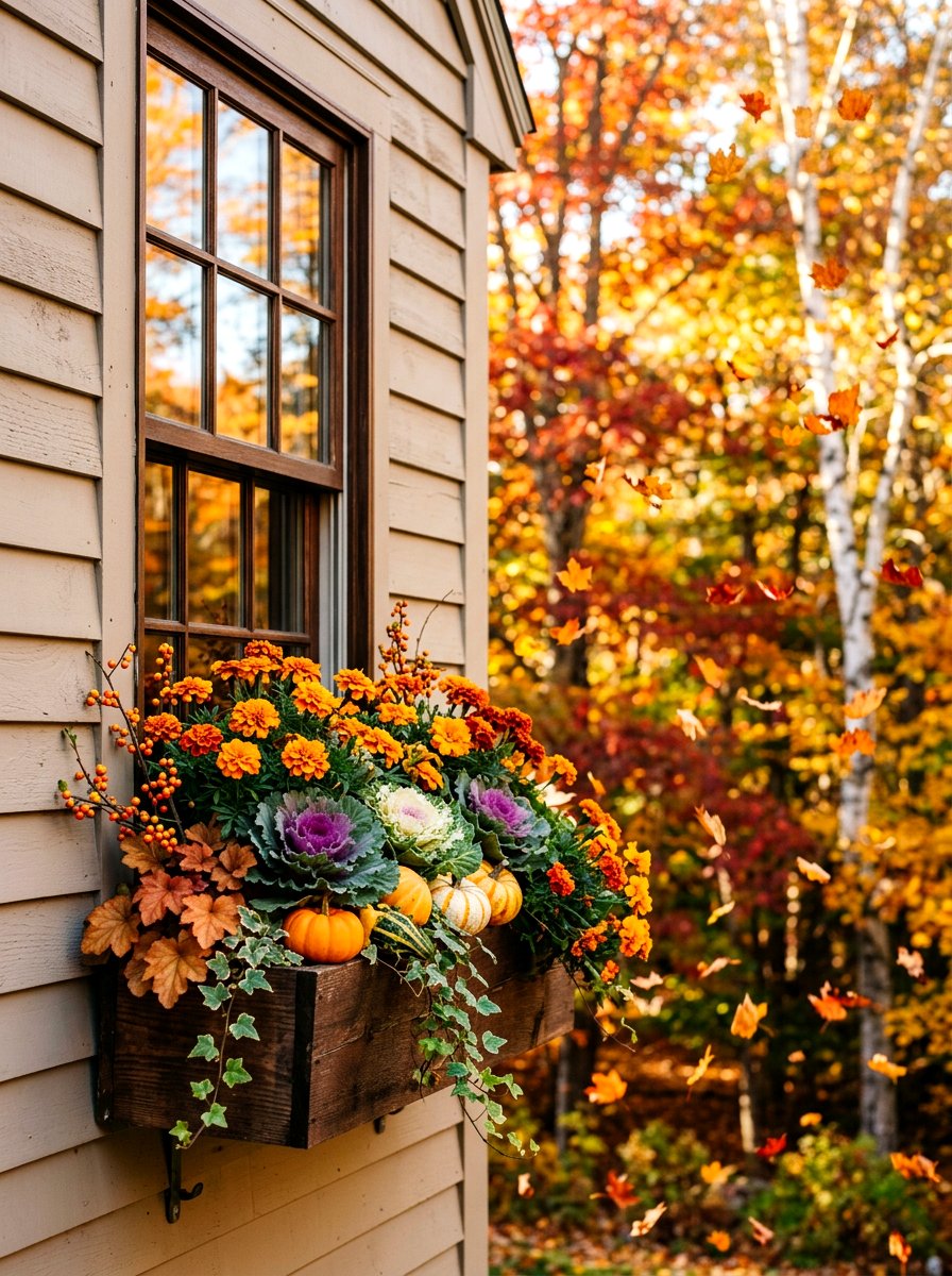 Autumn window box display - 30 window flower box ideas