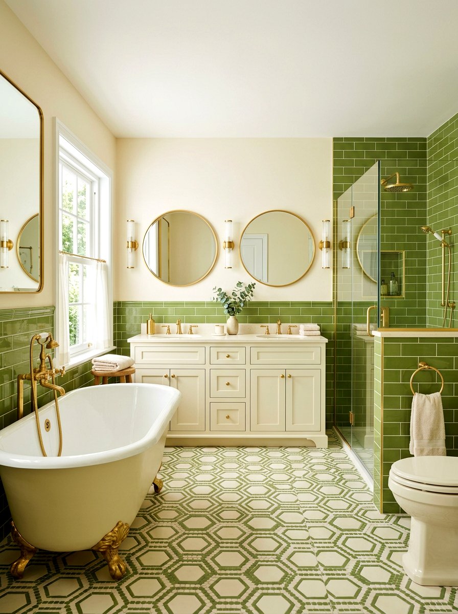 Avocado Green And Cream Bathroom - 30 bathroom color scheme ideas