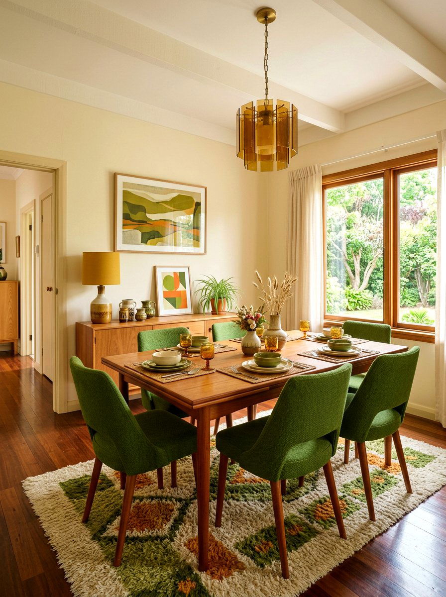Avocado Green Dining Room - 30 retro dining room ideas