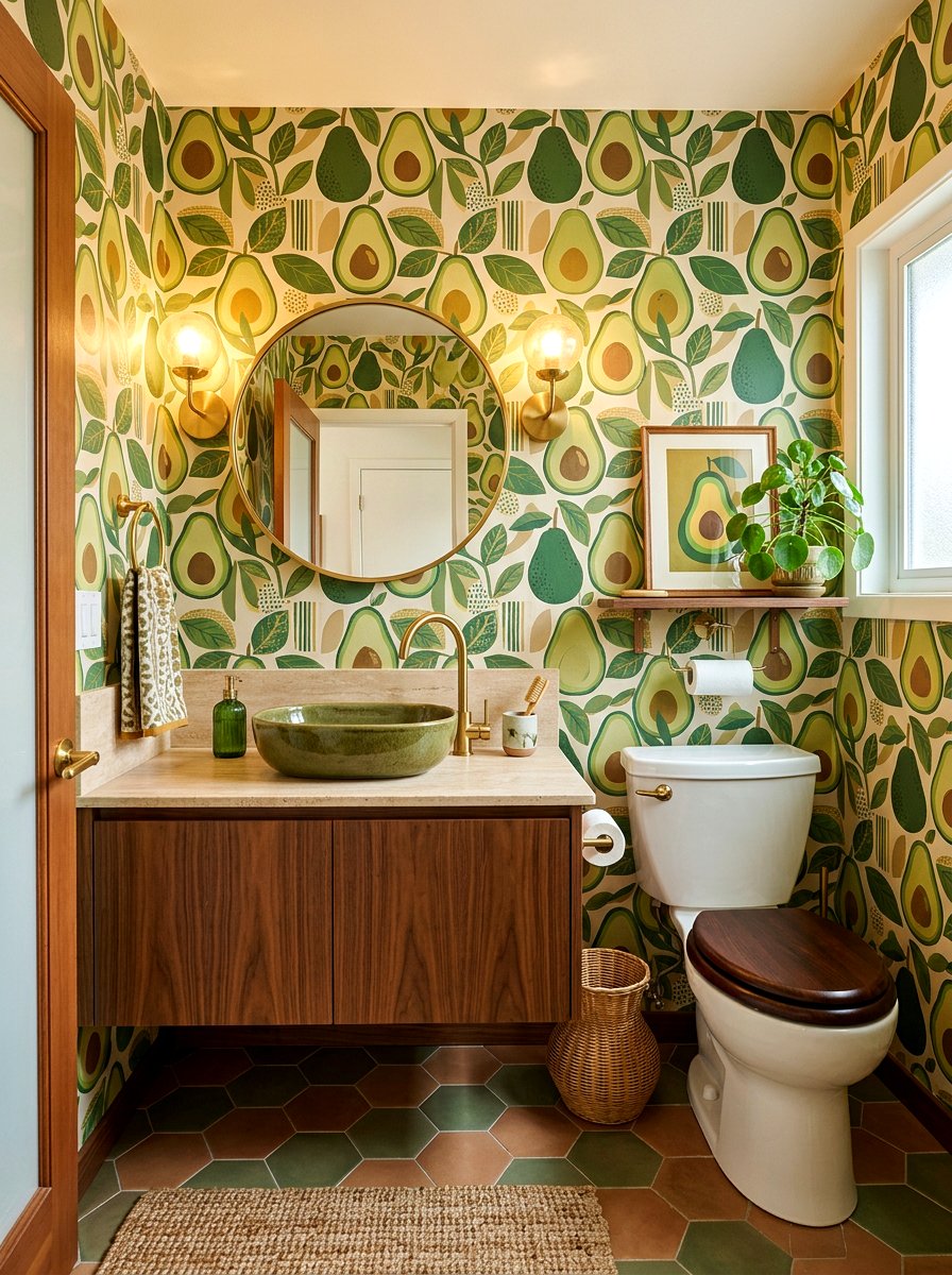 Avocado Wallpaper - 30 fruit wallpaper powder room ideas