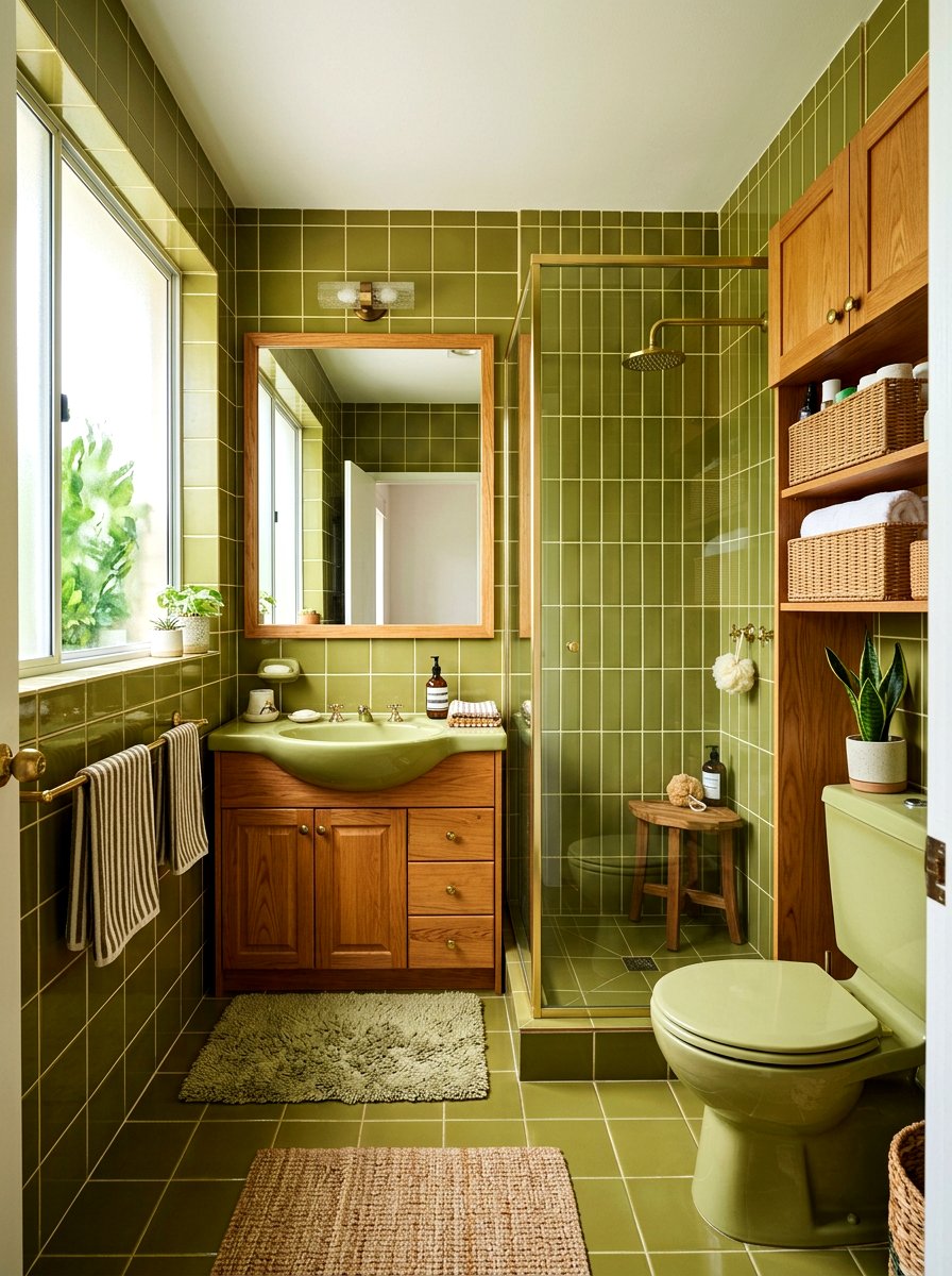 Avocado green bathroom - 30 retro bathroom ideas