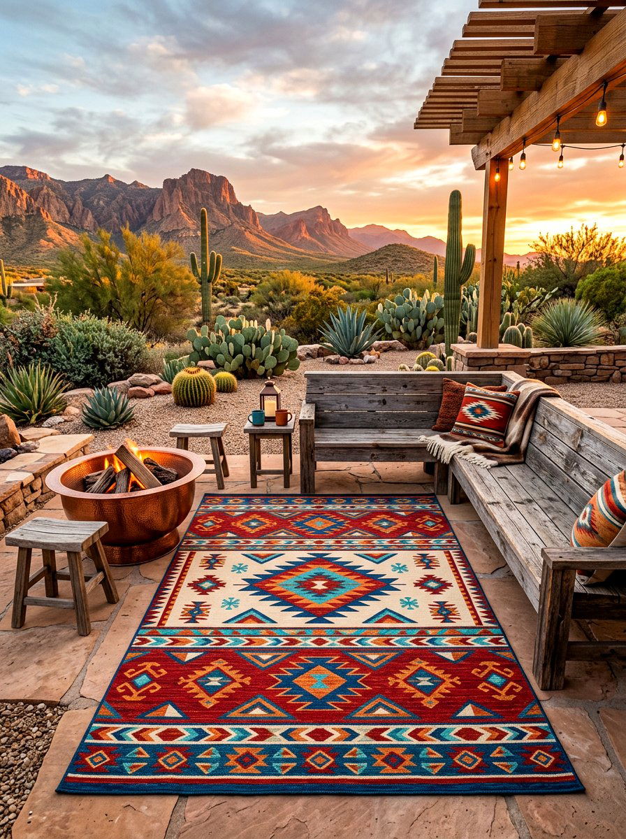 Aztec Print Patio Rug - 30 patio rug ideas