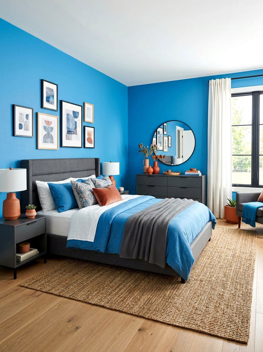 Azure Blue And Iron Gray Bedroom - 30 blue and gray bedroom ideas