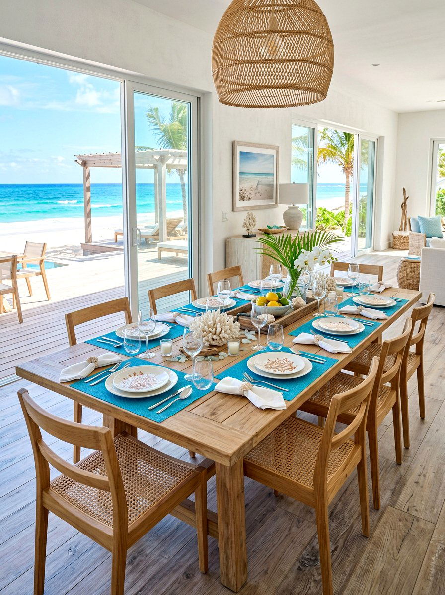 Azure Blue Beach Table - 30 blue and white table decor ideas