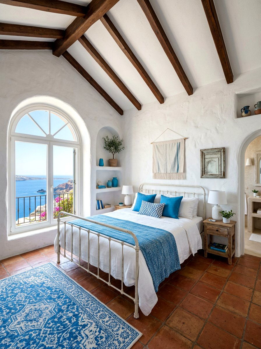 Azure mediterranean style bedroom - 30 cool blue bedroom ideas