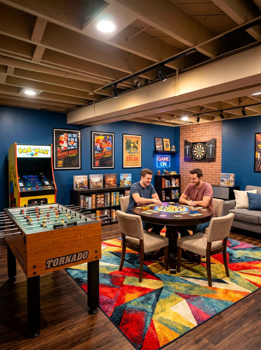 BASEMENT GAME ROOM - 30 bonus room lounge ideas