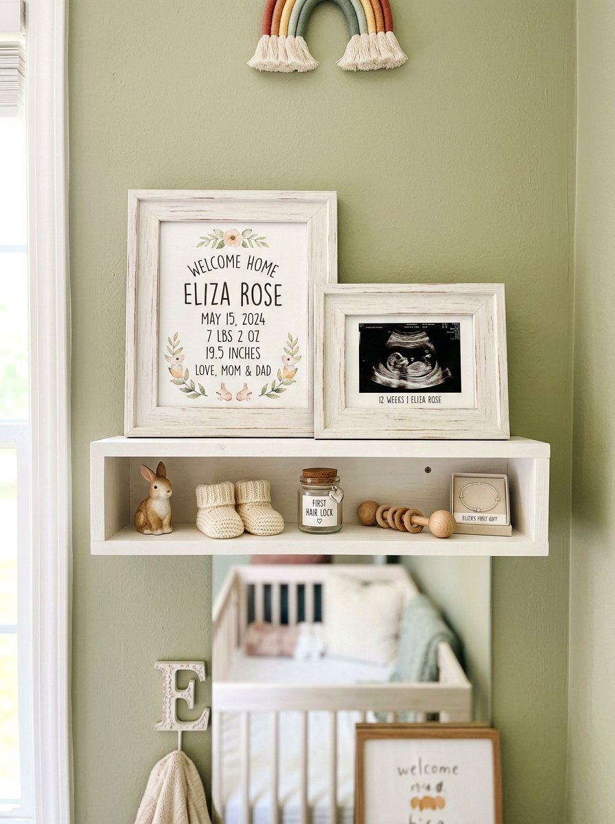 Baby Keepsake Display - 30 nursery shelf styling ideas