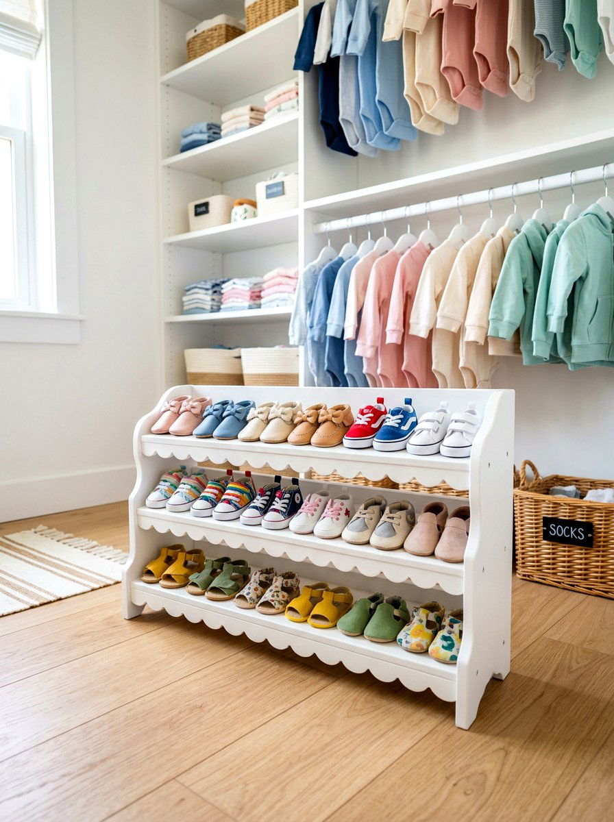 Baby Shoe Rack - 30 nursery closet organization ideas