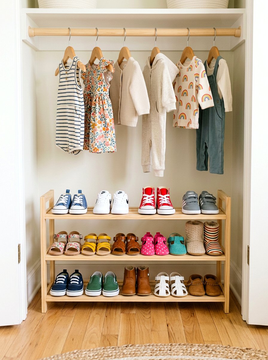 Baby Shoe Rack - 30 nursery closet ideas