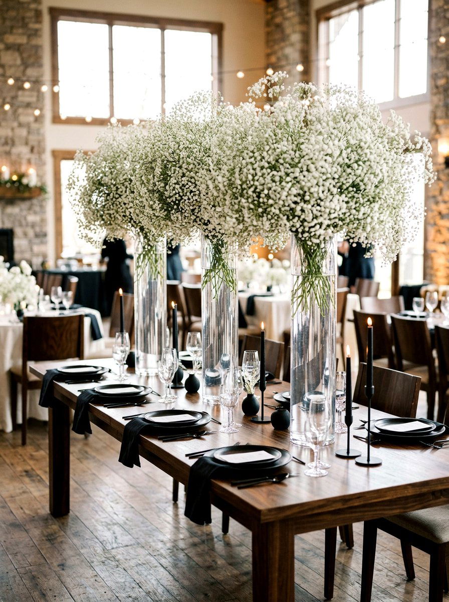 Babys Breath Centerpiece - 30 floral centerpiece ideas