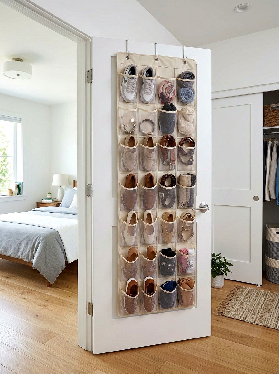 Back Of Door With Hanging Organizer - 30 micro living ideas
