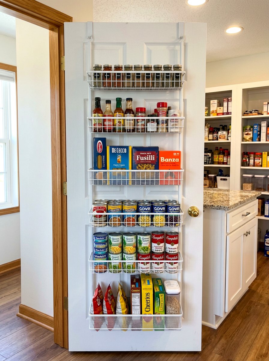 Back of door pantry rack - 30 apartment kitchen storage ideas