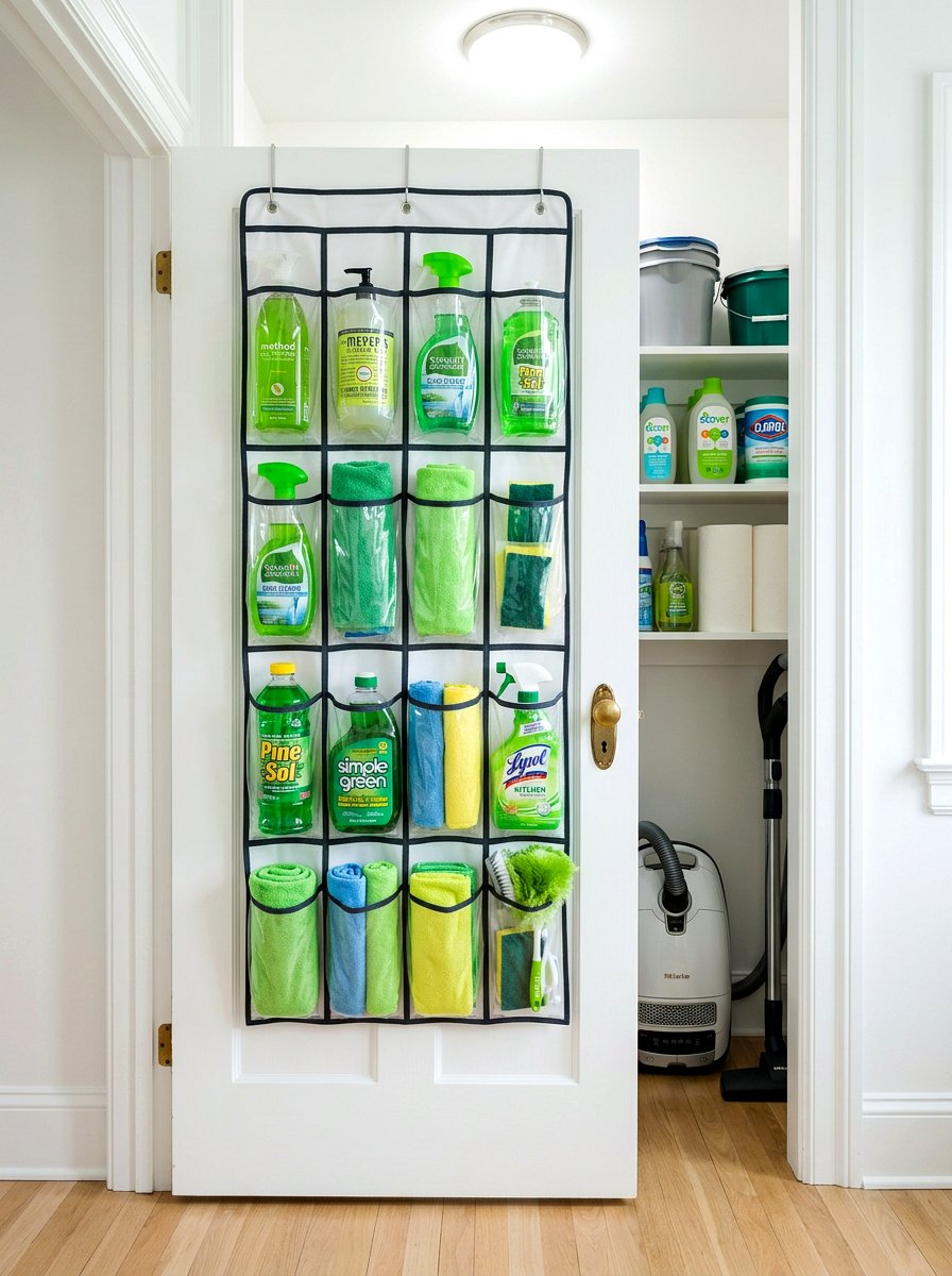Back of door storage - 30 green cleaning station ideas