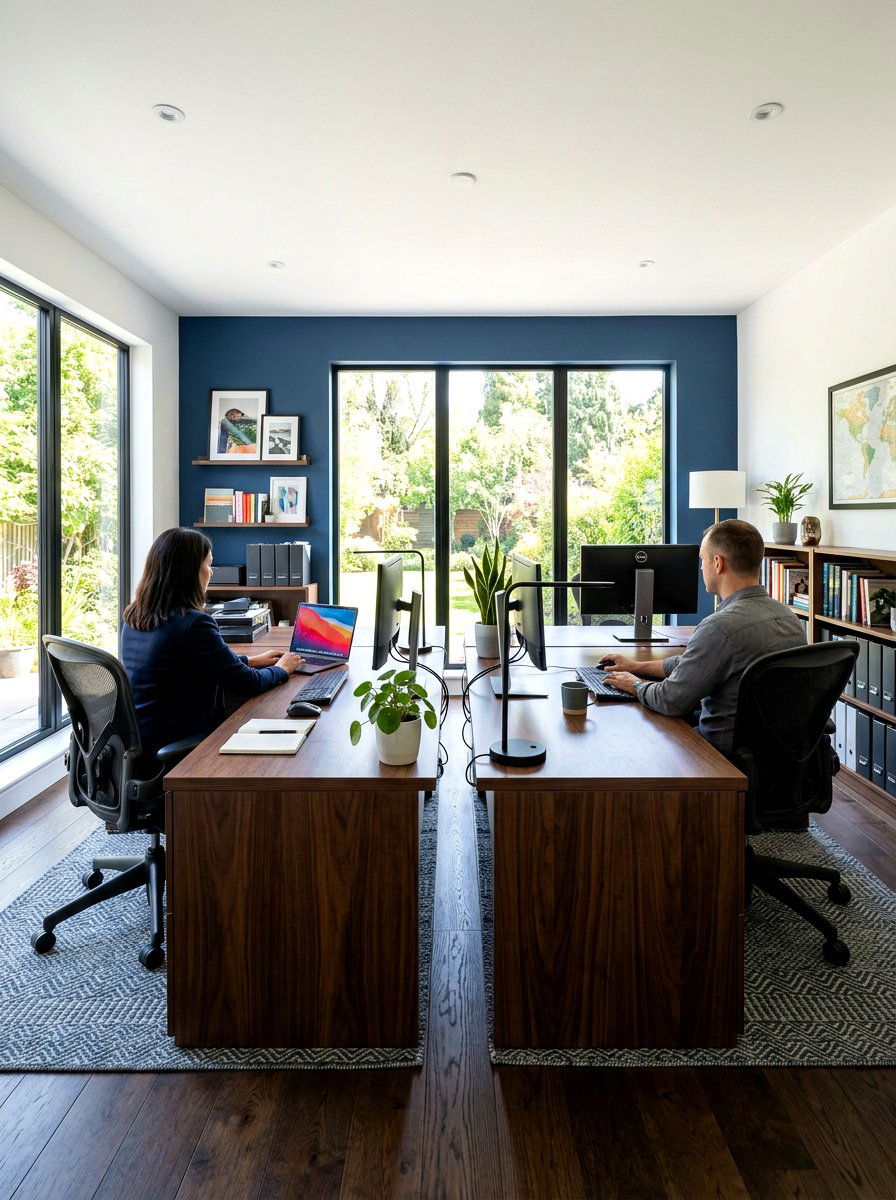 Back to back home office layout - 30 double desk office ideas