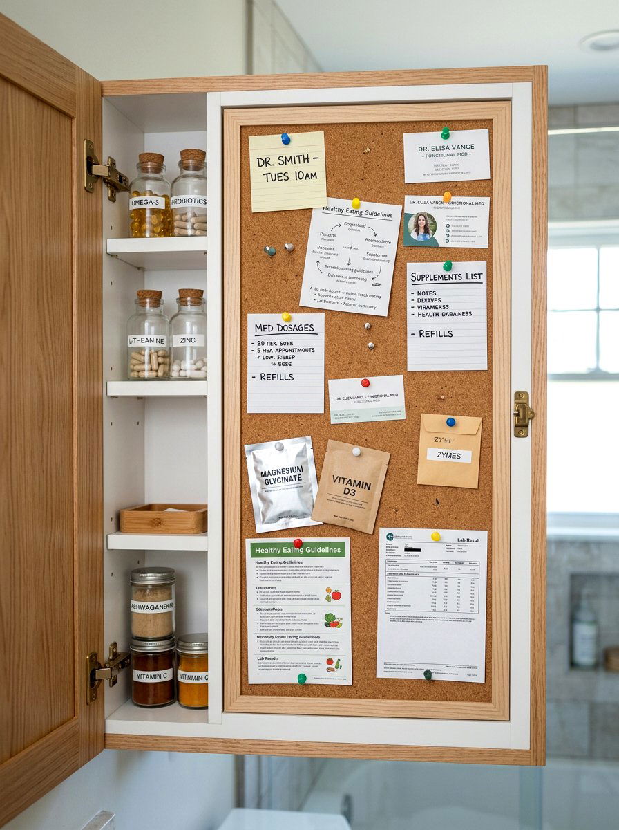 Backed Cork Board Cabinet - 30 medicine cabinet organization ideas