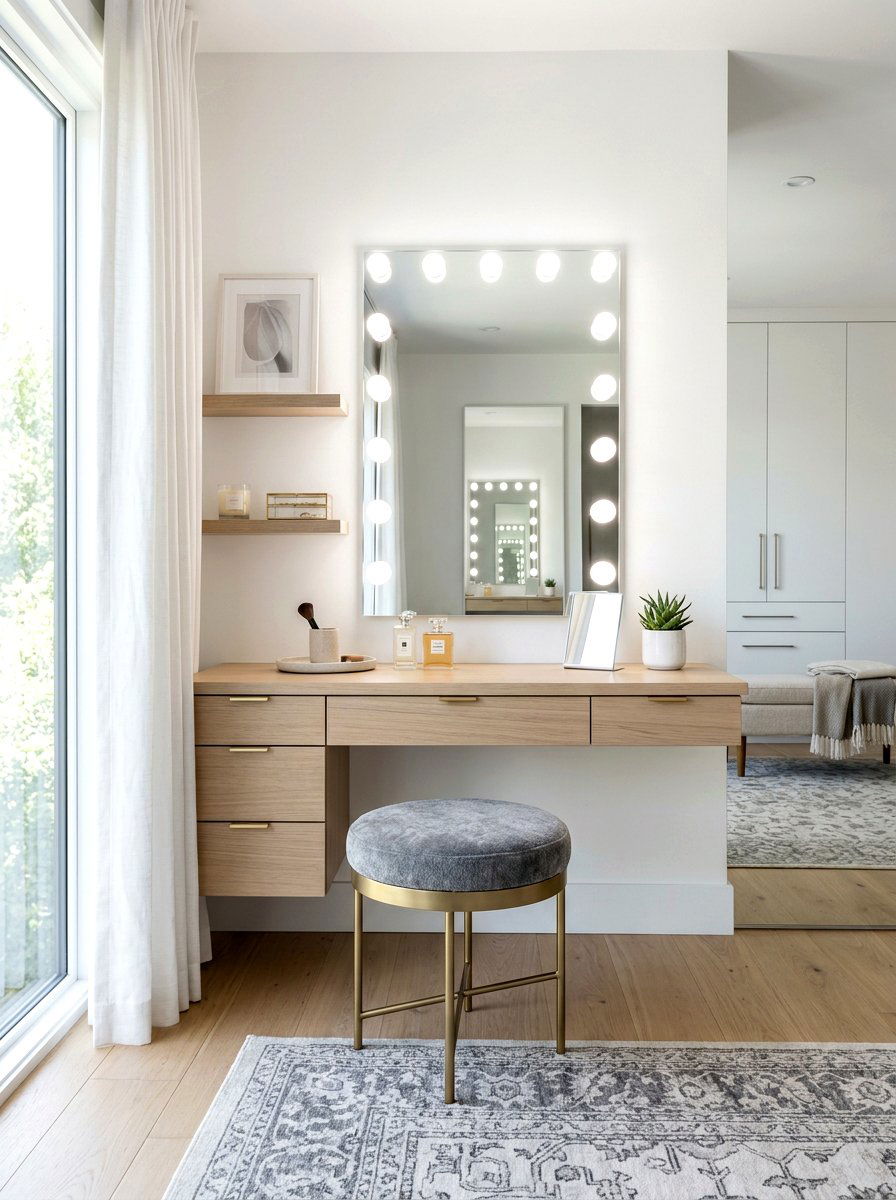 Backless Vanity Stool - 30 dressing room seating ideas