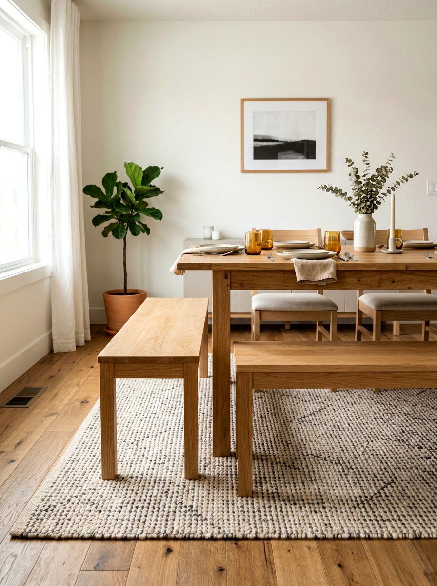 Backless Wood Dining Bench - 30 farmhouse dining bench ideas