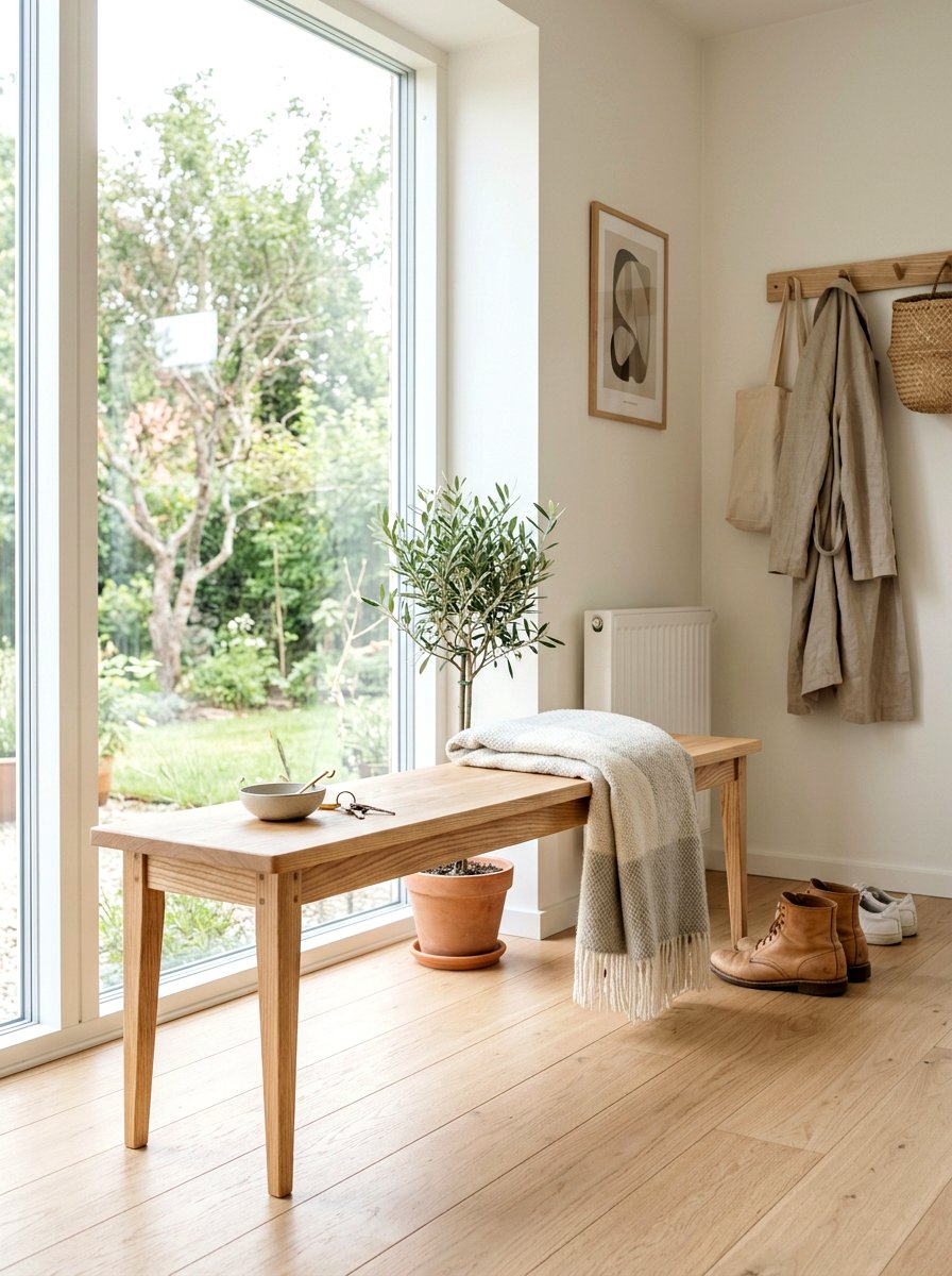 Backless Wooden Entryway Bench - 30 entryway bench ideas